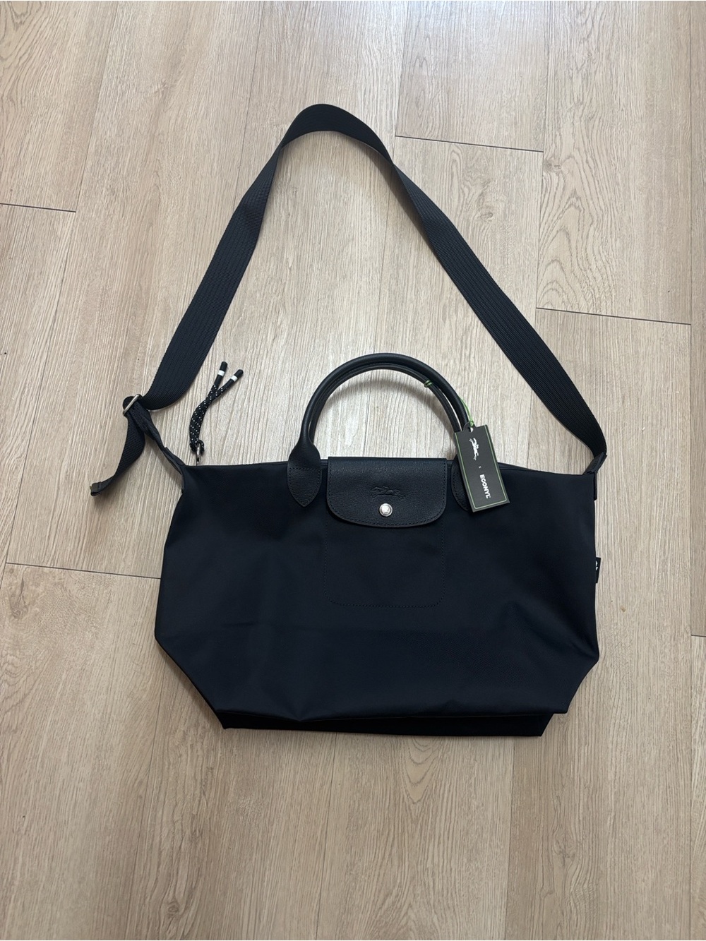 Longchamp new with tag Black Le Pliage Nylon Tote with Shoulder Strap - Picture 12 of 12